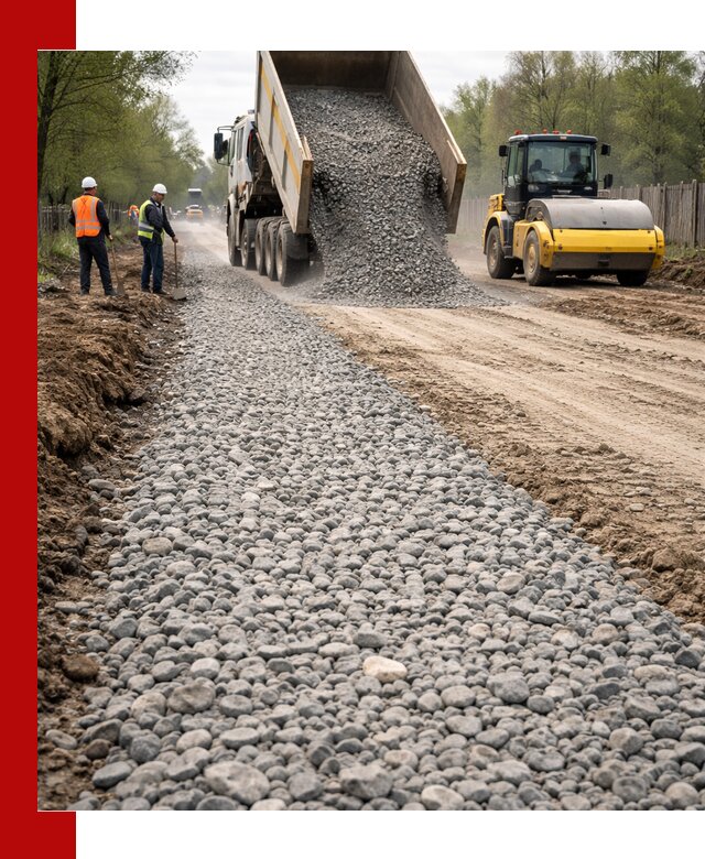 Доставка щебня для отсыпки дорог в Донецке высокого качества