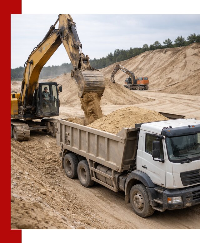 Доставка карьерного песка с самосвалами и разгрузкой в Донецке