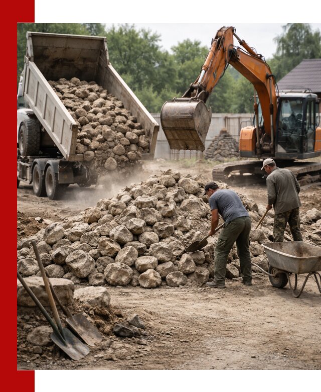 Доставка и разгрузка бутового камня в Донецке