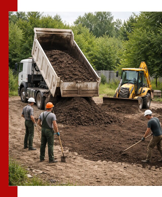 Доставка и укладка грунта для выравнивания участка в Донецке