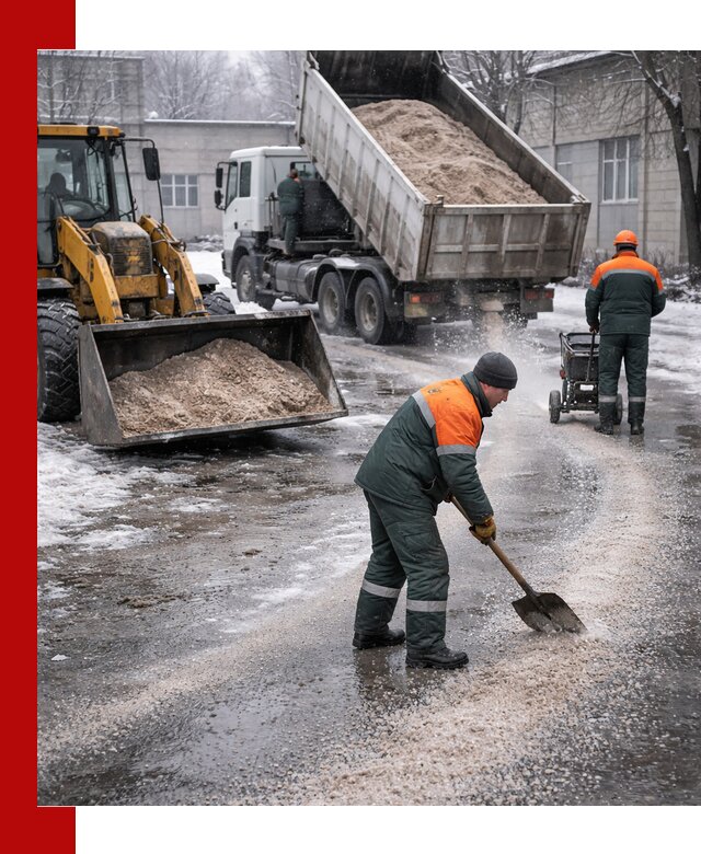 Реагент против гололеда с доставкой и нанесением в Донецке