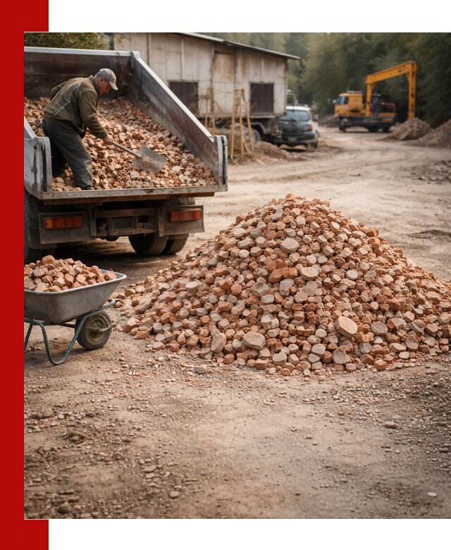 Доставка и подушка из боя кирпича с разгрузкой в Донецке