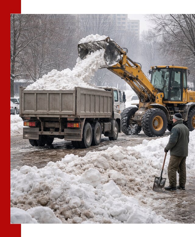 Вывоз снега грузовой техникой в Донецке оперативно и чисто