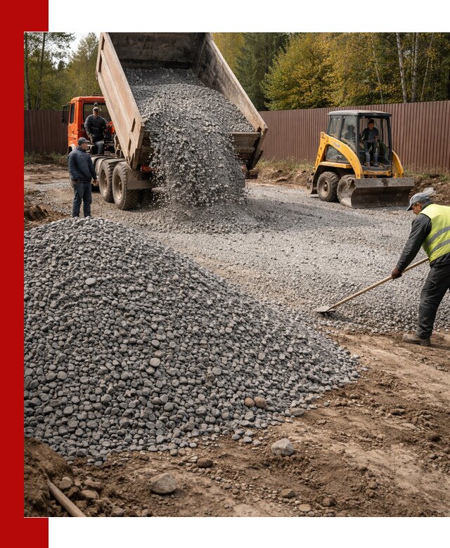 Отсыпка участка щебнем с доставкой и уплотнением в Донецке